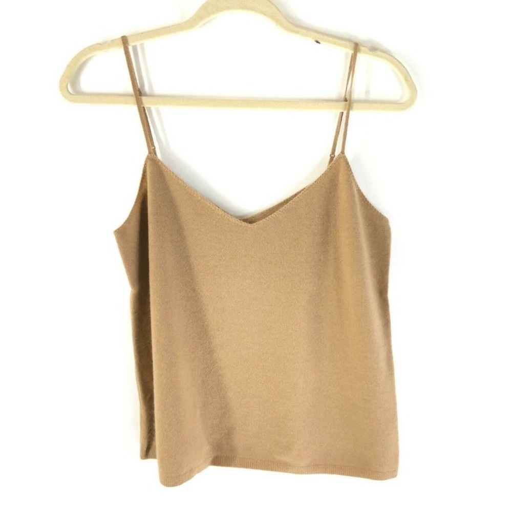 Vince Womens Crochet Strap Tank Camisole Cashmere Beige Size M